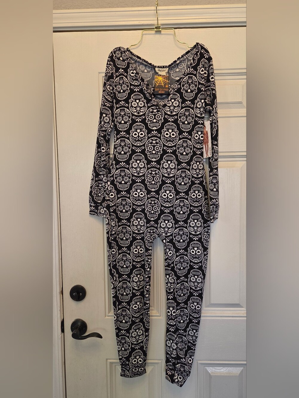 NWT Shosho Sugar Skull One-Piece Jumpsuit & Headband Set - Small